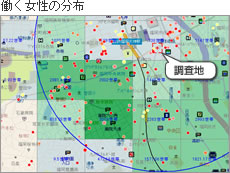 働く女性の分布